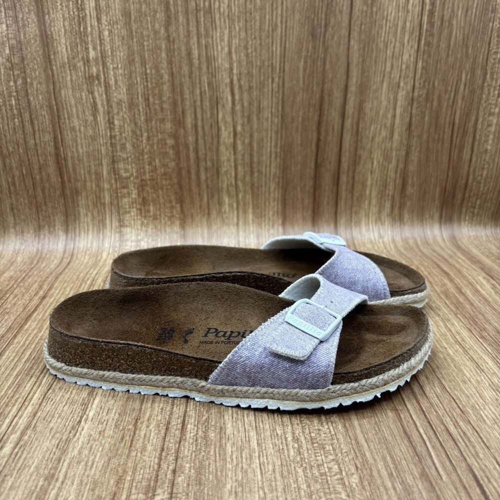 Papillio Birkenstock Sandals Womens 36 Purple Slide Espadrille Jute Trim‎ Buckle